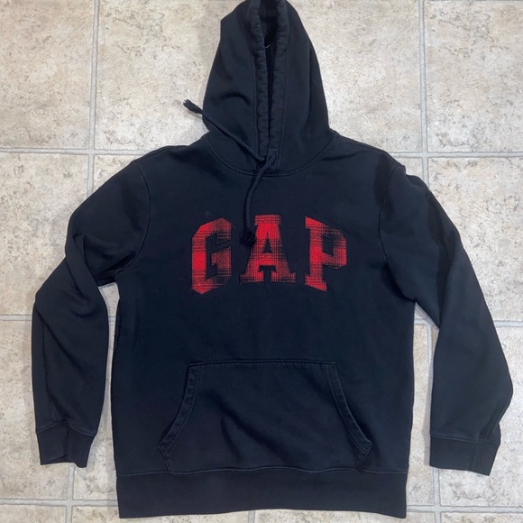 GAP Other - Vintage Gap Big Logo Spellout Flannel Hoodie Sweatshirt